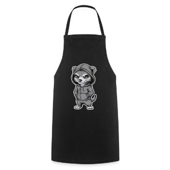 Cool meerkat in stylish hoodie - Cooking Apron - black - Front - AI Model Male 185 dark (185cm)
