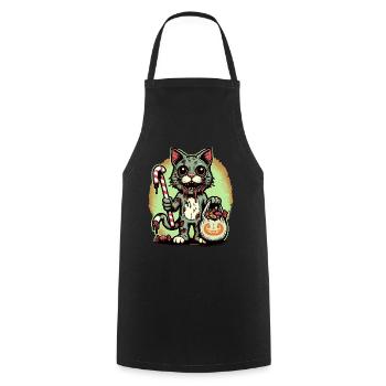 Chat zombie effrayant Trick or Treat - Tablier de cuisine - noir - Devant - AI Model Male 185 dark (185cm)