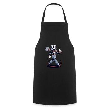 Retro Cartoon Hexenbesen Magisches Vintage Design - Kochschürze - Schwarz - Vorne - AI Model Male 185 dark (185cm)