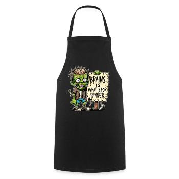 T-shirt drôle d’Halloween avec motif de dîner de zombie - Tablier de cuisine - noir - Devant - AI Model Male 185 dark (185cm)
