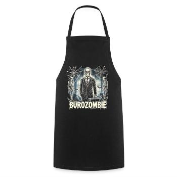 Office Zombie Halloween T-Shirt – Skeleton in a Suit - Cooking Apron - black - Front - AI Model Male 185 dark (185cm)