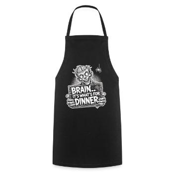 T-shirt drôle de dîner zombie pour Halloween - Tablier de cuisine - noir - Devant - AI Model Male 185 dark (185cm)
