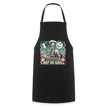 Skeleton Chef at the Grill Halloween – Chef de Grill - Cooking Apron - black - Front - AI Model Male 185 dark (185cm)