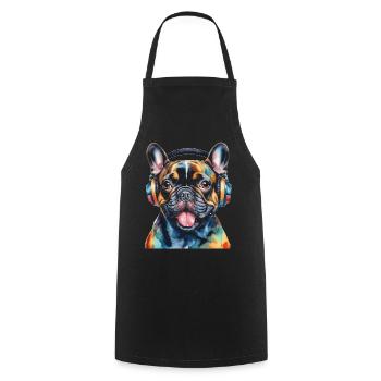 Bouledogue Français Casque Frenchie Dog - Tablier de cuisine - noir - Devant - AI Model Male 185 dark (185cm)