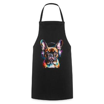 Bouledogue Français Casque Frenchie Dog - Tablier de cuisine - noir - Devant - AI Model Male 185 dark (185cm)