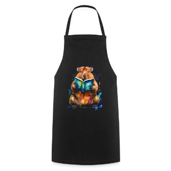 Capybara livre de lecture Capy coloré Animal Design Print - Tablier de cuisine - noir - Devant - AI Model Male 185 dark (185cm)