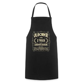 Oldtimer 1988 Geburtstag Lebende Legende Vintage - Kochschürze - Schwarz - Vorne - AI Model Male 185 dark (185cm)