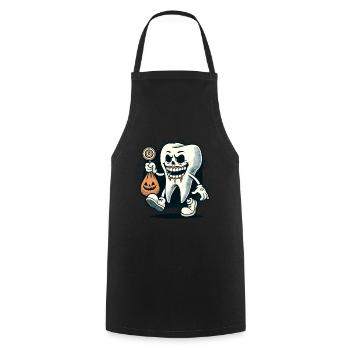 Undead Zombie Tooth Halloween Costume Decoration - Cooking Apron - black - Front - AI Model Male 185 dark (185cm)