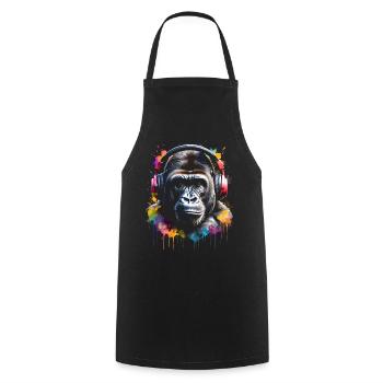 Gorille casque singe coloré Animal Design Print - Tablier de cuisine - noir - Devant - AI Model Male 185 dark (185cm)