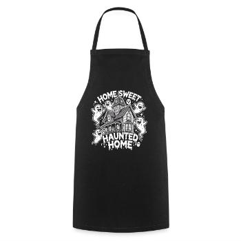 Spooky Halloween haunted house - Cooking Apron - black - Front - AI Model Male 185 dark (185cm)