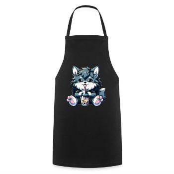 Werewolf Bubble Tea - Cooking Apron - black - Front - AI Model Male 185 dark (185cm)