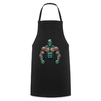 Muscular Bodybuilder Halloween Costume Decoration - Cooking Apron - black - Front - AI Model Male 185 dark (185cm)