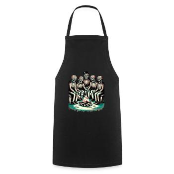 Camping au feu de camp Halloween Zombie Lover - Tablier de cuisine - noir - Devant - AI Model Male 185 dark (185cm)