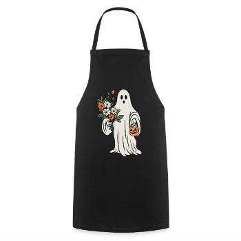 Ghost with flowers - Cooking Apron - black - Front - AI Model Male 185 dark (185cm)