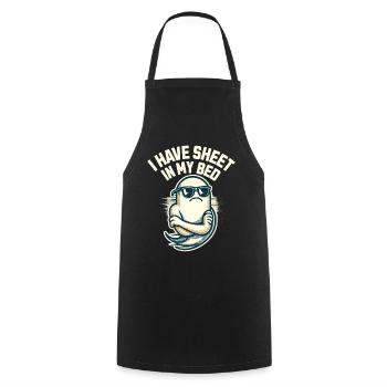 Funny ghost saying i have sheet in my bed - Cooking Apron - black - Front - AI Model Male 185 dark (185cm)