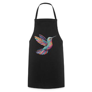 Mosaic hummingbird: Colourful shirt for bird fans - Cooking Apron - black - Front - AI Model Male 185 dark (185cm)