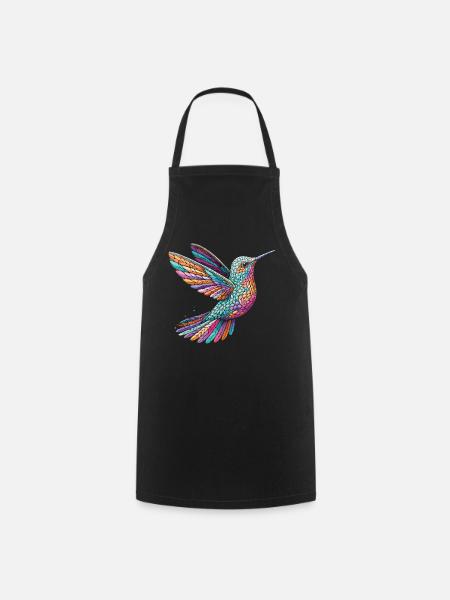 Mosaik-Kolibri: Farbenfrohes Shirt für Vogel-Fans - Kochschürze - Schwarz