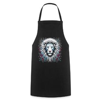 Neon Bit : Le Cyber Roi - Cyberpunk Lion - Tablier de cuisine - noir - Devant - AI Model Male 185 dark (185cm)