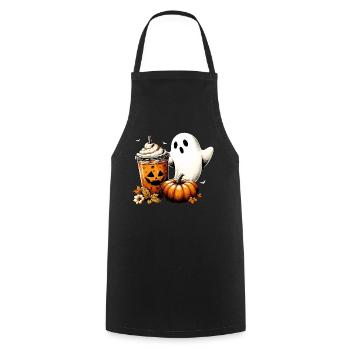 Vintage Ghost Pumpkin Spice - Cooking Apron - black - Front - AI Model Male 185 dark (185cm)