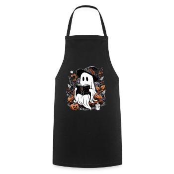 Livres de lecture fantôme citrouille Halloween - Tablier de cuisine - noir - Devant - AI Model Male 185 dark (185cm)