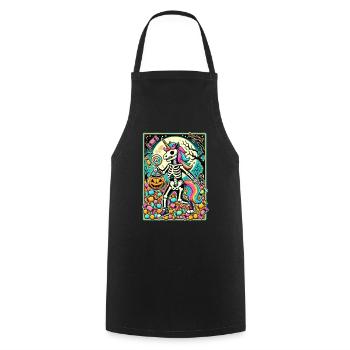 Drôle de squelette de licorne aime les bonbons - Tablier de cuisine - noir - Devant - AI Model Male 185 dark (185cm)