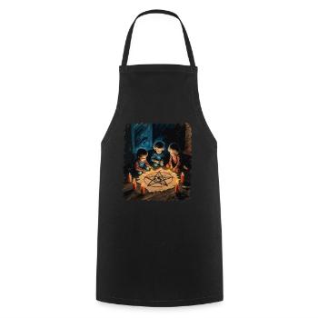 Retro Vintage Design Okkulte Beschwörung Rituale - Kochschürze - Schwarz - Vorne - AI Model Male 185 dark (185cm)