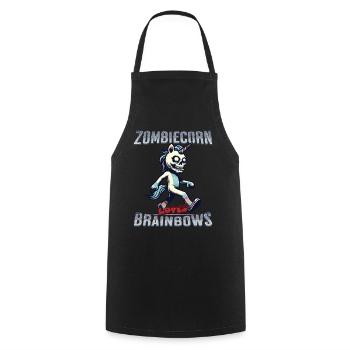 Zombicorn Liebt Brainbows Lustiges Halloween - Kochschürze - Schwarz - Vorne - AI Model Male 185 dark (185cm)