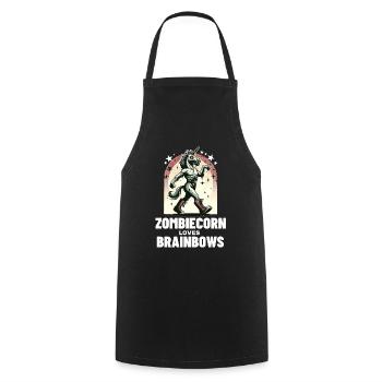 Zombiecorn Liebt Brainbows Gruseliges Einhorn - Kochschürze - Schwarz - Vorne - AI Model Male 185 dark (185cm)
