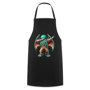 Lustiger Dabbender Cthulhu Dabbing Design - Kochschürze - Schwarz - Vorne - AI Model Male 185 dark (185cm)