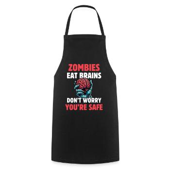 Les zombies mangent la cervelle, ne vous inquiétez pas, vous êtes en sécurité - Tablier de cuisine - noir - Devant - AI Model Male 185 dark (185cm)