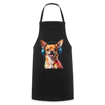 Chihuahua Kopfhörer Hund Lustig Tier Design Print - Kochschürze - Schwarz - Vorne - AI Model Male 185 dark (185cm)