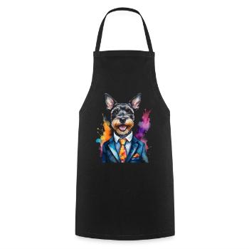 Zwergschnauzer Anzug Hund Lustig Tier Design Print - Kochschürze - Schwarz - Vorne - AI Model Male 185 dark (185cm)
