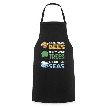 Save More Bees Plant More Trees Clean The Seas - Kochschürze - Schwarz - Vorne - AI Model Male 185 dark (185cm)
