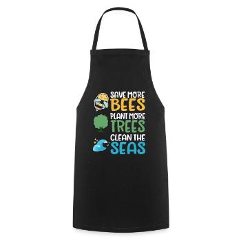 Save More Bees Plant More Trees Clean The Seas - Kochschürze - Schwarz - Vorne - AI Model Male 185 dark (185cm)