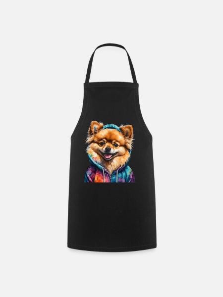 Pomeranian Zwergspitz Hoodie Hund Print - Kochschürze - Schwarz