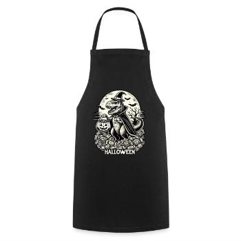 La sorcière drôle d'Halloween T-Rex adore les bonbons - Tablier de cuisine - noir - Devant - AI Model Male 185 dark (185cm)