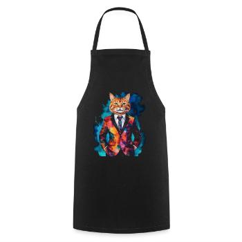 Cat Suit Colorful Funny Funny Animal Design Print - Cooking Apron - black - Front - AI Model Male 185 dark (185cm)