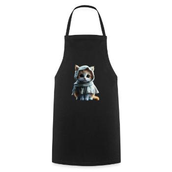 Chaton au look fantôme - Design mignon d’Halloween - Tablier de cuisine - noir - Devant - AI Model Male 185 dark (185cm)