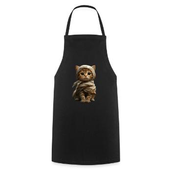 Cute Mummy Kitten - Halloween Costume Design - Cooking Apron - black - Front - AI Model Male 185 dark (185cm)