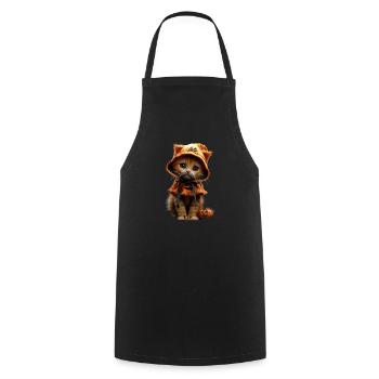 Cute Pumpkin Kitten - Halloween Costume Idea - Cooking Apron - black - Front - AI Model Male 185 dark (185cm)