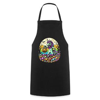 Funny Zombie Unicorn Loves Candy - Cooking Apron - black - Front - AI Model Male 185 dark (185cm)