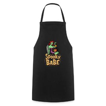 Spooky Babe Retro Zombie Women's Costume Disguise - Cooking Apron - black - Front - AI Model Male 185 dark (185cm)
