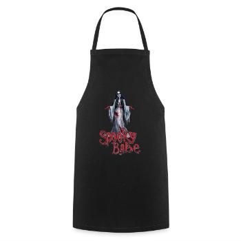 Spooky Babe Retro Bloody Women's Horror Costume - Cooking Apron - black - Front - AI Model Male 185 dark (185cm)