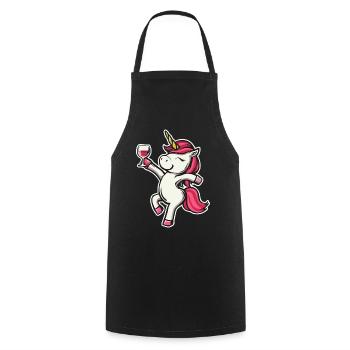 Einhorn Wein Alkohol Braut JGA Hochzeit - Kochschürze - Schwarz - Vorne - AI Model Male 185 dark (185cm)