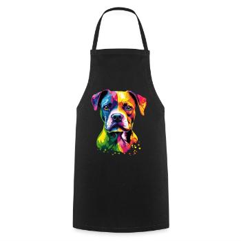 Deutscher Boxer Popart Regenbogen Bunter Boxer - Kochschürze - Schwarz - Vorne - AI Model Male 185 dark (185cm)