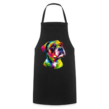 Deutscher Boxer Popart Regenbogen Bunter Boxer - Kochschürze - Schwarz - Vorne - AI Model Male 185 dark (185cm)