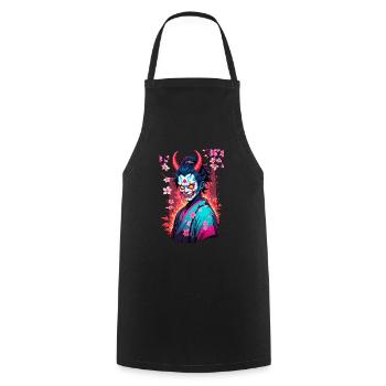 Oni Samurai Vaporwave Esthétique Culture japonaise - Tablier de cuisine - noir - Devant - AI Model Male 185 dark (185cm)