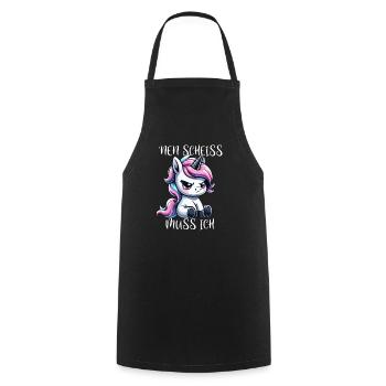 I have to give a shit Cheeky Unicorn - Cooking Apron - black - Front - AI Model Male 185 dark (185cm)