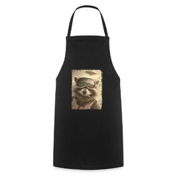 OVNI rétro vintage étrange Alien neige raton laveur - Tablier de cuisine - noir - Devant - AI Model Male 185 dark (185cm)