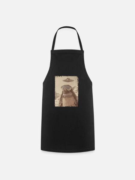 UFO Retro Vintage Uncanny Alien Ski Penguin - Kochschürze - Schwarz